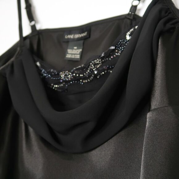 Lane Bryant Womens Tank Top Plus Size 14 Black Satin Embellished Goth Minimalist - Picture 6 of 7